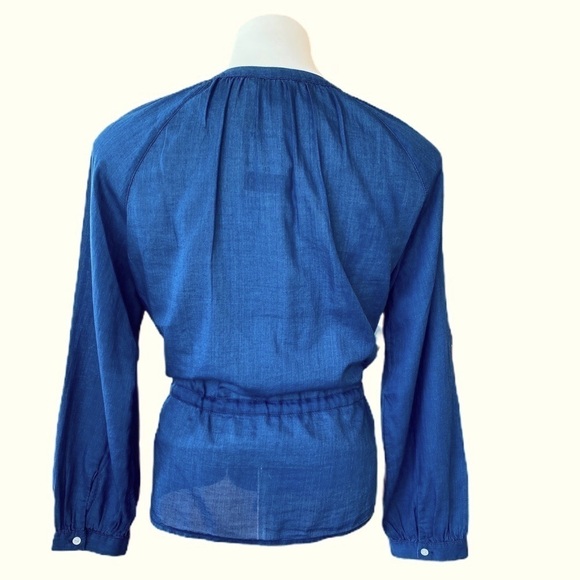 J. CREW Button Down Peplum Blouse In Dark Blue Wash Size 4 NEW - Picture 4 of 9